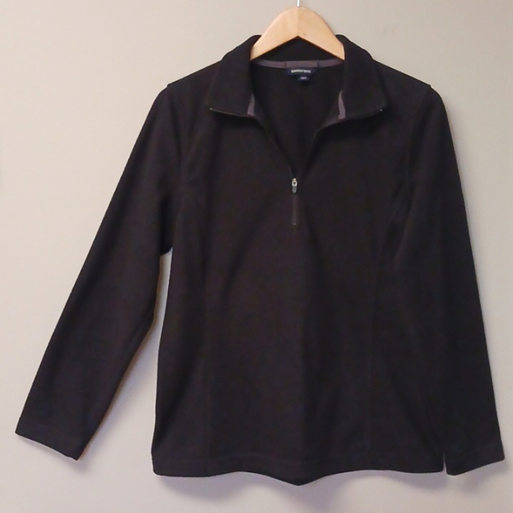 NWOT Lands' End Fleece 1/4 Zip Pullover Black Size M (10-12)